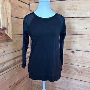 Donna Karan Active Black Mesh Sleeve Top XS Athleisure Minimalist